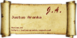 Justus Aranka névjegykártya