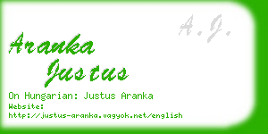 aranka justus business card